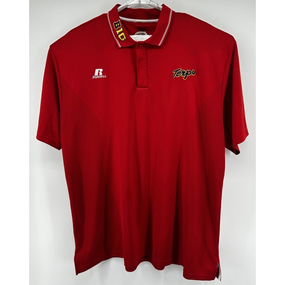 Russel Short Sleeve Maryland Terrapins Polo Shirt Red Men's Size 2XL